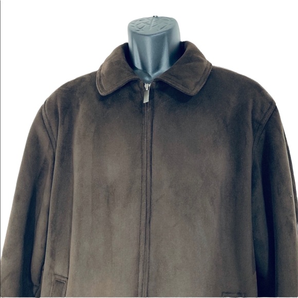Portfolio Brown Faux Suede Fur Lining Zip Jacket - Picture 6 of 8